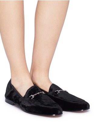 Figure View - Click To Enlarge - SAM EDELMAN - 'Loraine' horsebit crinkled velvet step-in loafers