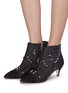 Figure View - Click To Enlarge - SAM EDELMAN - 'Kami' suede panel embellished mesh ankle booties