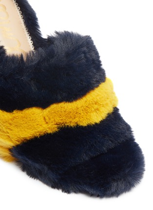 Detail View - Click To Enlarge - SAM EDELMAN - 'Yael' colourblock stripe faux fur mules