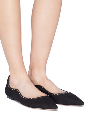 Figure View - Click To Enlarge - SAM EDELMAN - 'Rivera' stud scalloped suede skimmer flats
