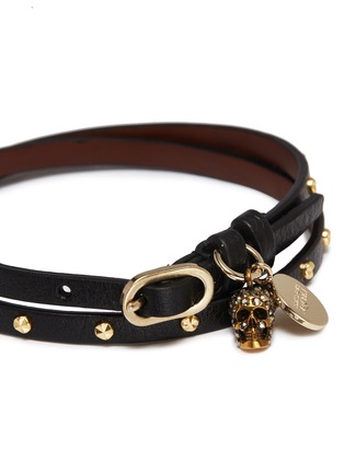 ALEXANDER MCQUEEN Swarovski crystal skull charm stud double wrap