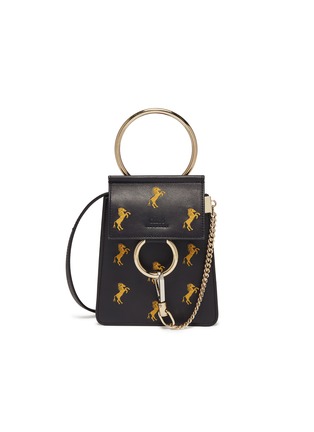 Main View - Click To Enlarge - CHLOÉ - 'Faye' small horse embroidered leather bracelet bag