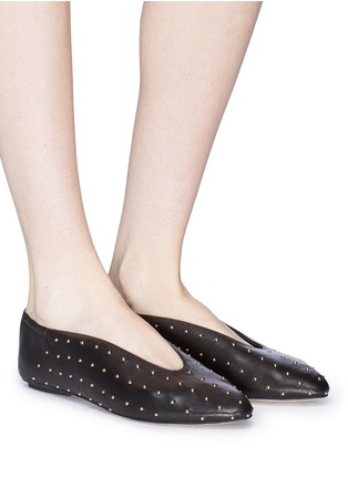 Figure View - Click To Enlarge - PEDDER RED - 'Abela' stud choked-up ballerina flats