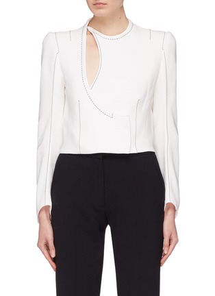 Main View - Click To Enlarge - HAIDER ACKERMANN - Contrast topstitching cutout front crepe jacket