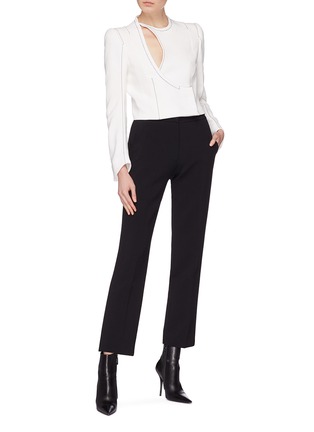 Figure View - Click To Enlarge - HAIDER ACKERMANN - Contrast topstitching cutout front crepe jacket