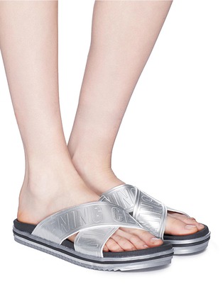 Figure View - Click To Enlarge - OPENING CEREMONY - 'Berkeley' logo cross strap slide sandals