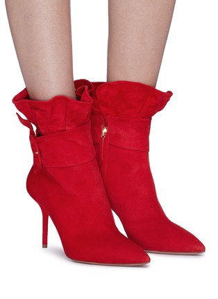 Figure View - Click To Enlarge - AQUAZZURA - 'Palace' ruffle buckled suede ankle boots