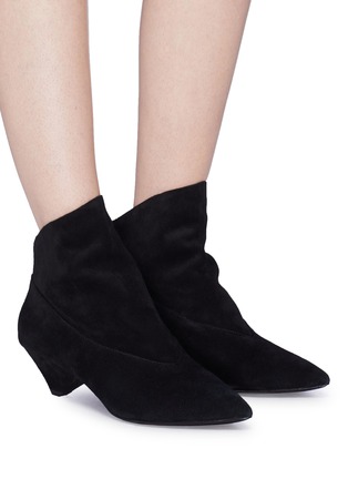 Figure View - Click To Enlarge - ASH - 'Crazy' geometric heel suede ankle boots