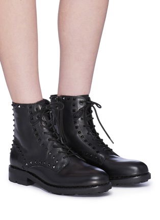 Figure View - Click To Enlarge - ASH - 'Wolf' pyramid stud leather combat boots