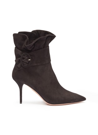 Main View - Click To Enlarge - AQUAZZURA - 'Palace' ruffle buckled suede ankle boots