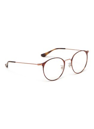 Figure View - Click To Enlarge - RAY-BAN - 'RX6378F' tortoiseshell front metal round optical glasses