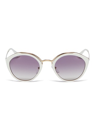 Main View - Click To Enlarge - PRADA - Metal browline colourblock acetate cat eye sunglasses