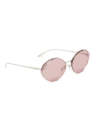 Figure View - Click To Enlarge - PRADA - Floral lens metal oval sunglasses
