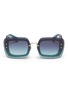 Main View - Click To Enlarge - MIU MIU - 'Reveal' mounted lens glitter acetate square sunglasses