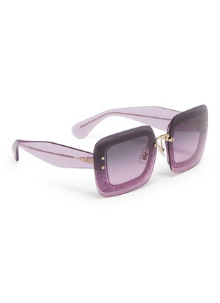 Figure View - Click To Enlarge - MIU MIU - 'Reveal' mounted lens glitter acetate square sunglasses