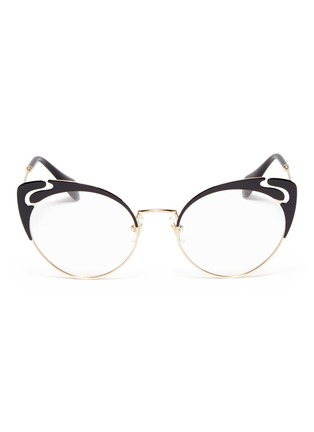 Main View - Click To Enlarge - MIU MIU - Cutout browline metal cat eye optical glasses