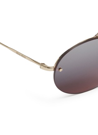 Detail View - Click To Enlarge - MIU MIU - Glass crystal brow bar mirror metal oval sunglasses
