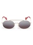 Main View - Click To Enlarge - MIU MIU - Glass crystal brow bar mirror metal oval sunglasses