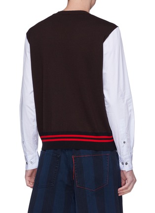 Back View - Click To Enlarge - MARNI - Contrast stripe sleeve wool-cotton sweater