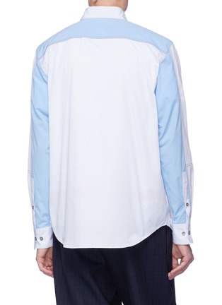 Back View - Click To Enlarge - MARNI - Contrast topstitching colourblock stripe shirt
