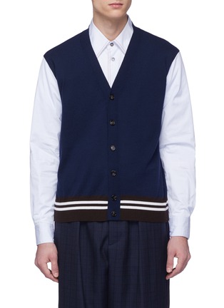 Main View - Click To Enlarge - MARNI - Shirt panel wool-cotton cardigan