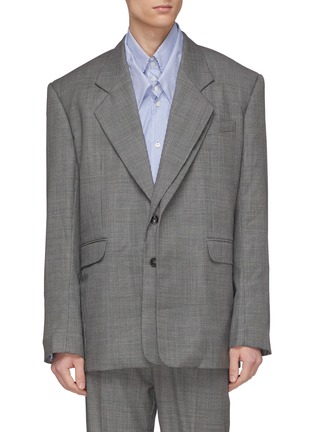 Main View - Click To Enlarge - Y/PROJECT - Layered wool herringbone check plaid blazer