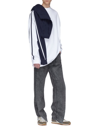 Figure View - Click To Enlarge - Y/PROJECT - Stripe sleeve convertible colourblock layered sweatshirt