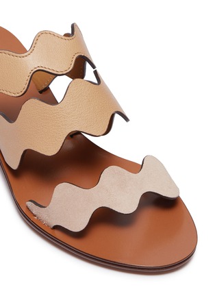 Detail View - Click To Enlarge - CHLOÉ - Scalloped strap suede and leather sandals