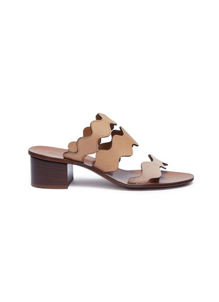 Main View - Click To Enlarge - CHLOÉ - Scalloped strap suede and leather sandals