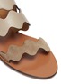 Detail View - Click To Enlarge - CHLOÉ - Scalloped strap suede and leather slide sandals