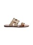 Main View - Click To Enlarge - CHLOÉ - Scalloped strap suede and leather slide sandals