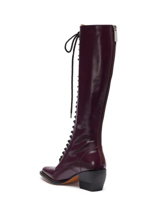 Detail View - Click To Enlarge - CHLOÉ - 'Rylee' lace-up knee high leather boots