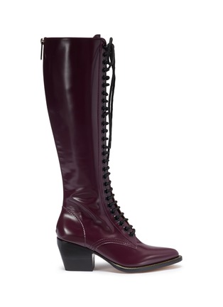 Main View - Click To Enlarge - CHLOÉ - 'Rylee' lace-up knee high leather boots