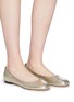 Figure View - Click To Enlarge - CHLOÉ - 'Lauren' scalloped metallic leather ballet flats