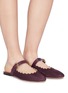 Figure View - Click To Enlarge - CHLOÉ - 'Lauren' scalloped suede Mary Jane slides