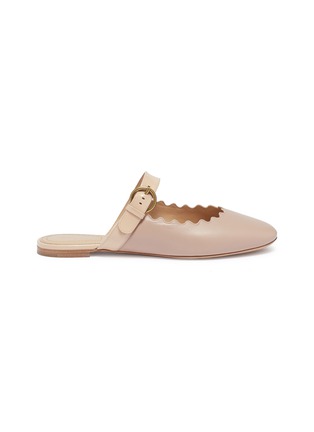 Main View - Click To Enlarge - CHLOÉ - 'Lauren' scalloped leather Mary Jane slides