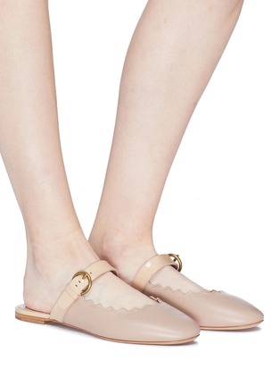 Figure View - Click To Enlarge - CHLOÉ - 'Lauren' scalloped leather Mary Jane slides
