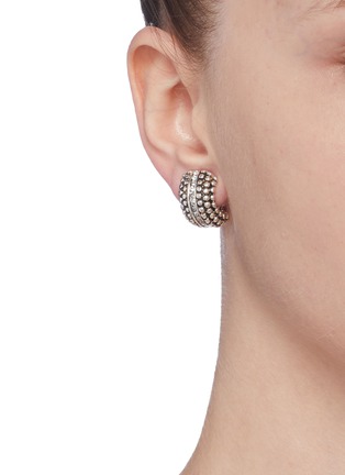 Figure View - Click To Enlarge - PHILIPPE AUDIBERT - 'Del' Swarovski crystal stud curved clip earrings