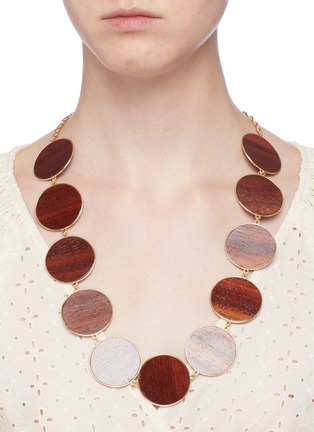 Figure View - Click To Enlarge - PHILIPPE AUDIBERT - 'Naia' circle wood plate link necklace