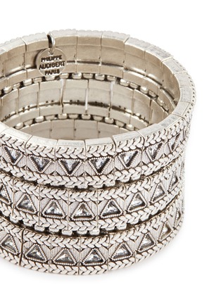 Detail View - Click To Enlarge - PHILIPPE AUDIBERT - 'Clemence' Swarovski crystal braid effect three row elastic bracelet