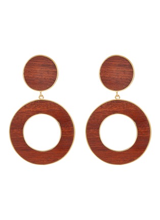 Main View - Click To Enlarge - PHILIPPE AUDIBERT - 'Naia' wood hoop drop clip earrings
