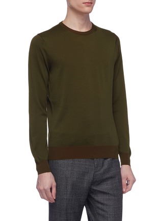 Front View - Click To Enlarge - LARDINI - Contrast border wool sweater