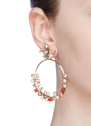 Figure View - Click To Enlarge - ANTON HEUNIS - Detachable Swarovski crystal slogan hoop earrings