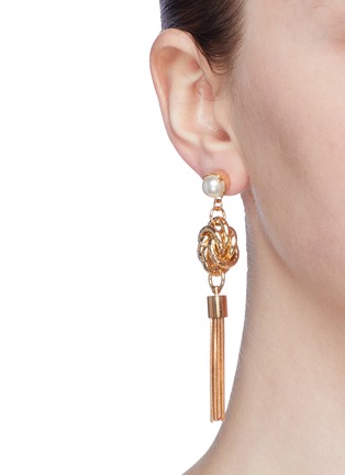 Figure View - Click To Enlarge - ANTON HEUNIS - Swarovski pearl knot tassel earrings