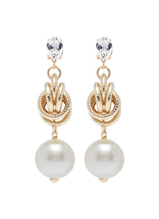 Main View - Click To Enlarge - ANTON HEUNIS - Swarovski crystal pearl knot drop earrings