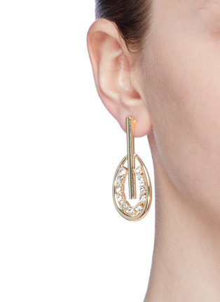 Figure View - Click To Enlarge - ANTON HEUNIS - Swarovski crystal bar hoop drop earrings