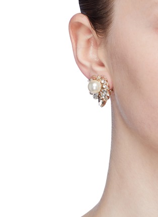 Figure View - Click To Enlarge - ANTON HEUNIS - Swarovski crystal pearl cluster stud earrings
