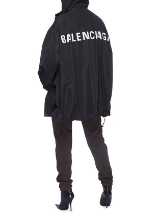 Figure View - Click To Enlarge - BALENCIAGA - Logo print back hooded windbreaker jacket