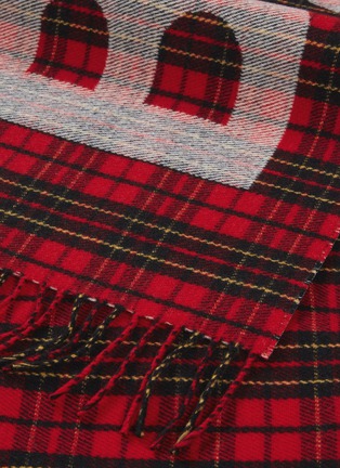 Detail View - Click To Enlarge - BALENCIAGA - Logo tartan plaid wool scarf