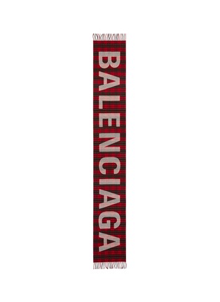 Main View - Click To Enlarge - BALENCIAGA - Logo tartan plaid wool scarf